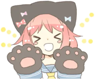 😆 c343cd2a Anime, Gatto, Carino, Kawaii, Ragazza, Capelli Rosa, Sticker whatsapp sticker