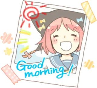 😃 ec758be2 Good morning! buongiorno, saluto, cartone animato, carino, anime whatsapp sticker