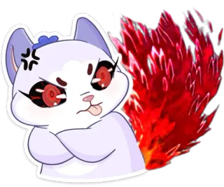 😝 26ccce74 cat, angry, cartoon, sticker, fire, red, tail telegram sticker