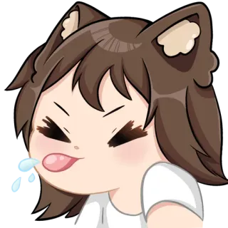 😝 1247a07f Kreskówka, Anime, Wyraz, Słodkie, Chibi, Ślina, Kocie uszy whatsapp sticker