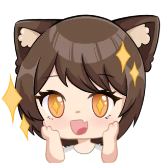 ✨ 33c11d11 słodki, kawaii, kocia dziewczyna, iskierka, anime, kreskówka, dziewczyna whatsapp sticker