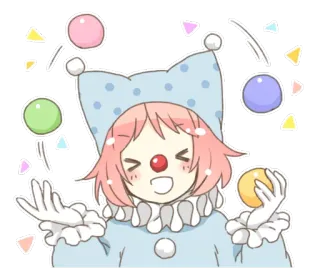 😆 91bca98f clown, juggling, cartoon, cute, anime, character, colorful telegram sticker