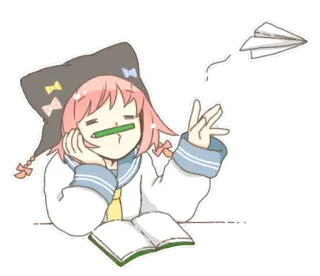 ✈ f8a02402 anime girl, school uniform, paper airplane, dreaming, cute, illustration telegram sticker