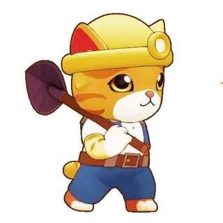 🤪 44912b32 Katze, Bergmann, Tier, Cartoon, Figur, Graben, Spitzhacke whatsapp sticker