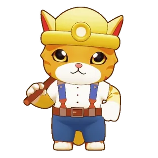 👍 cc5858a3 Katze, Bergmann, Cartoon, Figur, Tier, Niedlich, Beruf whatsapp sticker