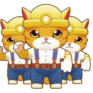 🥰 fc80db58 Katzen, Tiere, orange Katze, Cartoon, Arbeitshüte, Bergleute, Uniform whatsapp sticker