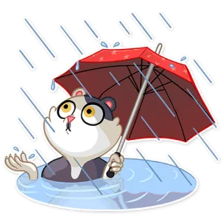☔ 43fbcceb hamster, parapluie, pluie, mignon, météo, dessin animé, animal, autocollant telegram sticker