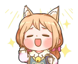 🤩 1353211c 애니메이션, 만화, 귀여운, 카와이, SD캐릭터, 반짝이, 고양이 귀, 행복 telegram sticker