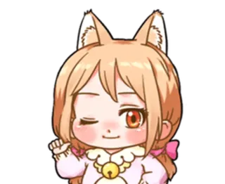 😉 25c94b16 애니메이션, 카와이, 귀여운, 고양이 귀, 치비 telegram sticker