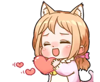 🥰 7e3eae1f 고양이귀, 애니메이션, 귀여운, 하트, 귀여움, 사랑 telegram sticker