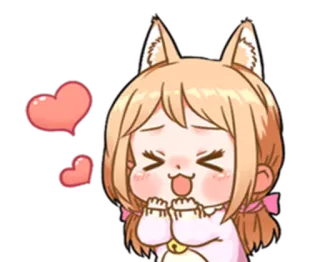 🥰 b09bae9d 애니메이션, 고양이 소녀, 귀여운, 카와이, 하트, 사랑, SD캐릭터, 사랑스러운 telegram sticker