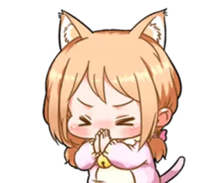 🙏 f0b94e52 애니메이션, 귀여운, 고양이 귀, 치비, 카와이 telegram sticker