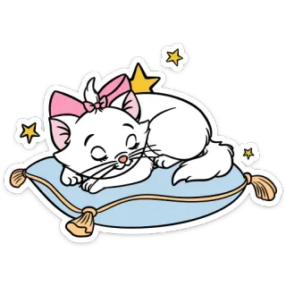 😴 128cc002 Marie The Aristocats gato, dormindo, Aristogatas, Disney, fofo, travesseiro telegram sticker