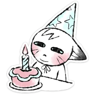 🐱 977b7c5a mèo, sinh nhật, tiệc, lễ kỷ niệm, bánh, động vật, dễ thương, nến telegram sticker