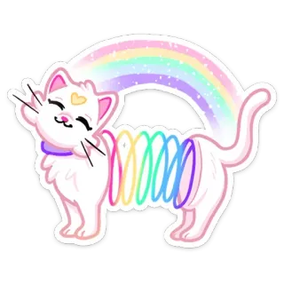 🌈 a3e2f3e0 cat, rainbow, cute, sticker, animal, pastel, spring, slinky telegram sticker