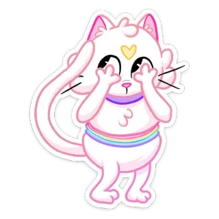 🙈 e31c3a65 cat, rainbow, cute, kawaii, sticker, heart telegram sticker