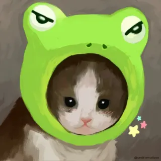 🥺 7684f2f6 кот, лягушка, животное, милый, питомец, стикер, котенок, мем telegram sticker