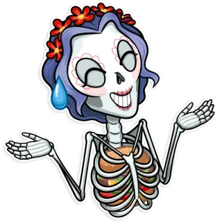😅 18c125b2 해골, 망자의 날, 버거, 음식, 유머, 만화, 꽃 화관 telegram sticker