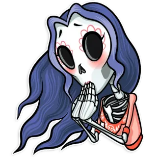 😳 7f732221 해골, 망자의 날, 디아 데 로스 무에르토스, 칼라베라, 두개골, 만화, 귀여운, 카와이 telegram sticker