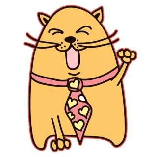 😄 c5cc70fd chat, animal, mignon, autocollant, cravate, dessin animé, coeur, animal de compagnie whatsapp sticker