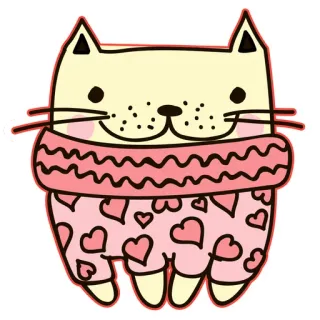 😁 d24a1dfd chat, animal, mignon, kawaii, autocollant, dessin animé, cœur, pyjama whatsapp sticker