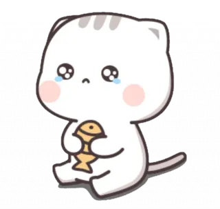 😢 4d26b2df 猫, 鱼, 动物, 可爱, 卡哇伊, 眼泪 telegram sticker