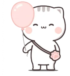 ☺️ cf2a83f9 猫, 气球, 可爱, 卡哇伊, 动物, 宠物 telegram sticker