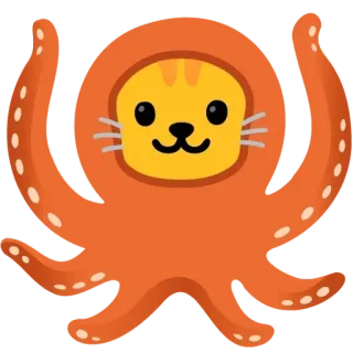 🐙 14a509e3 猫, タコ, 動物, かわいい, 漫画, ステッカー telegram sticker