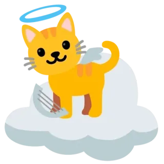 ☁️ 187059c5 猫, 天使, 光輪, 翼, 雲, 可愛い, ペット, 動物, かわいい telegram sticker