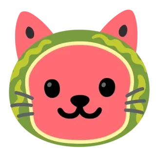 🍉 40101600 猫, スイカ, ステッカー, 可愛い, フルーツ, 動物, カワイイ telegram sticker