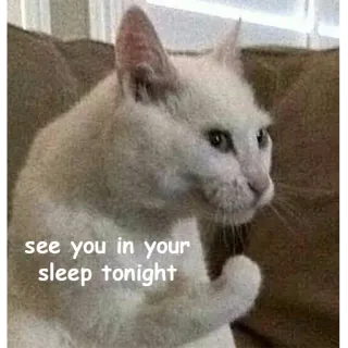 😉 757a7569 see you in your sleep tonight кот, мем, смешной, сон, жуткий telegram sticker