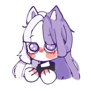 💜 1513c35f kattenoren, anime, chibi, paars, schattig, kawaii telegram sticker