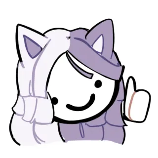 💜 cf024956 Cartoon, Anime, Kawaii, Schattig, Kattenoortjes, Duim omhoog telegram sticker