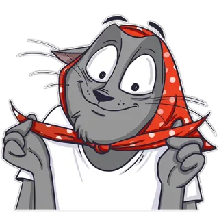 🙂 c1140153 卡通, 猫, 围巾, 动物 telegram sticker