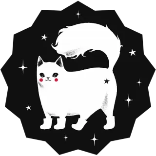 ☺️ d651041f 猫, 星星, 白色, 黑色, 可爱, 动物, 幻想 telegram sticker