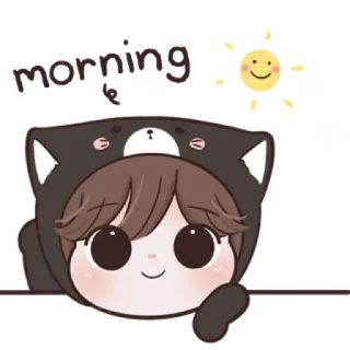 ☁️ 4e3a834a morning 早上好, 卡通, 可爱, 问候, 孩子, 太阳 telegram sticker