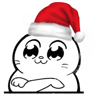 🎅 1137b66f gatto, cappello da Babbo Natale, Natale, carino, cartone animato, vacanza telegram sticker