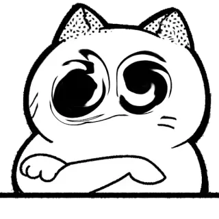 😡 df80a368 gatto, cartone animato, sticker, illustrazione, animale, bianco e nero telegram sticker