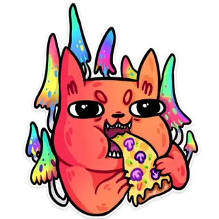 🍕 13faf1f7 kat, pizza, paddenstoel, fantasie, sticker, cartoon, eten, dier telegram sticker