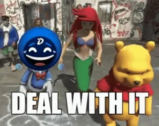 😂 bf9642f1 DEAL WITH IT deal with it, meme, funny, characters, ariel, winnie the pooh whatsapp sticker