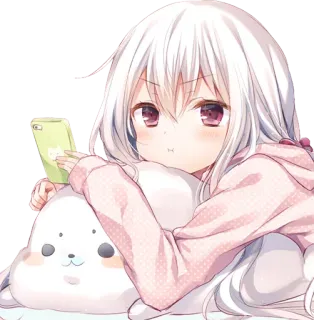 😠 7ada43f3 Anime, Ragazza, Kawaii, Carino, Foca, Abbraccio telegram sticker