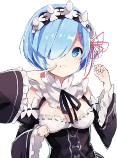 👉 8d53a920 Rem Anime, Rem, Re Zero, Cartone animato, Cameriera, Waifu, Carino telegram sticker