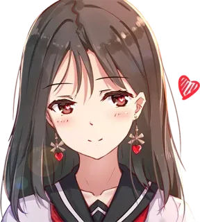 😍 ebb84f8c ragazza anime, orecchini, cuori rossi, uniforme scolastica, carina, illustrazione telegram sticker