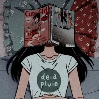 😶 dd7b1358 Cute GIRL 소녀, 귀여운, 잡지, 독서, 감성적인 whatsapp sticker