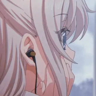 🎭 fc2e26f2 애니메이션, 소녀, 헤드폰, 이어폰, 귀여운, 슬픈, 프로필 whatsapp sticker