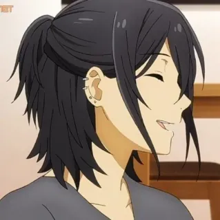 🖤 db655d98 Anime, Lächeln, Schwarze Haare, Ohrringe telegram sticker