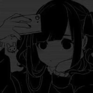 🖤 011f2f49 애니메이션, 소녀, 셀카, 미적, 어두운, 만화 telegram sticker