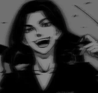 🖤 20a5a458 애니메이션, 만화, 미소, 어둠, 머리카락, 초상화 telegram sticker