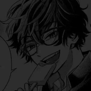 🖤 9f04e9e8 애니메이션, 만화, 캐릭터, 안경, 아이스크림, 웃는, 만화 telegram sticker