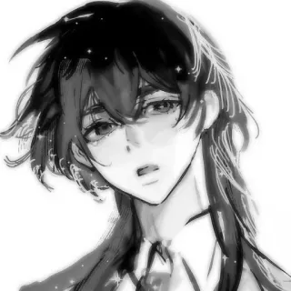 🖤 090f0c16 Anime, Manga, Illustration, Porträt, Schwarzweiß, Kunst telegram sticker